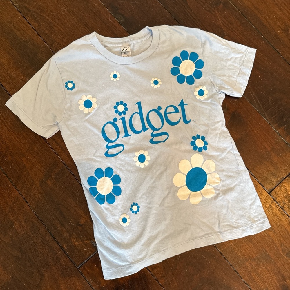 Vintage Blue and White Gidget Retro 60s Floral Graphic Baby Tee